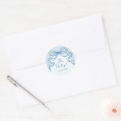 Whimsical Retro Blue Hand getrokken boog Baby show Ronde Sticker (Envelop)