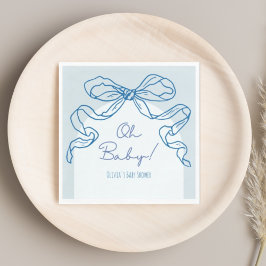 Whimsical Retro Blue Hand getrokken boog Baby show Servet