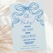 Whimsical Retro Blue Hand getrokken boog Oh Baby s