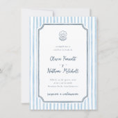 Whimsical Retro Blue Stripes Spanish Wedding Kaart (Voorkant)