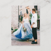 Whimsical Retro Blue Stripes Spanish Wedding RSVP Informatiekaartje (Achterkant)