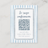 Whimsical Retro Blue Stripes Spanish Wedding RSVP Informatiekaartje (Voorkant)