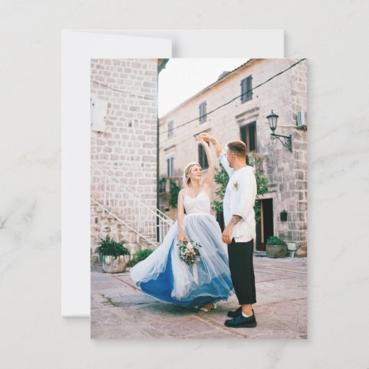 Whimsical Retro Blue Stripes Wedding Save the Date (Achterkant)