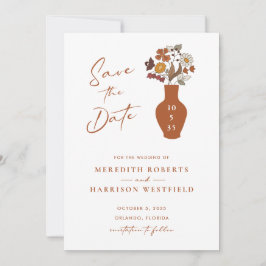 Whimsical Retro Boho Bloemen Bruiloft Save The Date