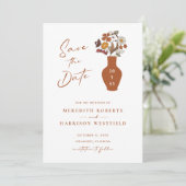 Whimsical Retro Boho Bloemen Bruiloft Save The Date (Staand voorkant)