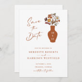 Whimsical Retro Boho Bloemen Bruiloft Save The Date (Voorkant / Achterkant)