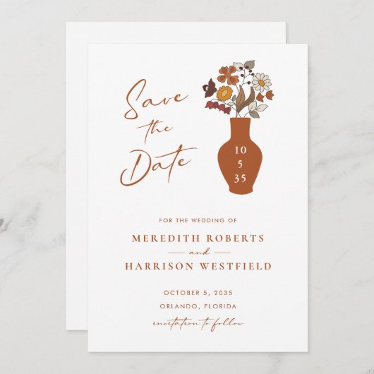 Whimsical Retro Boho Bloemen Bruiloft Save The Date (Voorkant / Achterkant)