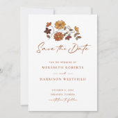 Whimsical Retro Boho Bloemen Bruiloft Save The Date (Voorkant)