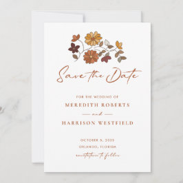 Whimsical Retro Boho Bloemen Bruiloft Save The Date