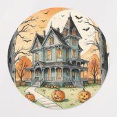 Whimsical Retro Boho Halloween Witchy Kitten, Labels (Design 2)