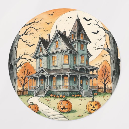 Whimsical Retro Boho Halloween Witchy Kitten, Labels (Design 2)