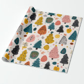 Whimsical Retro Boom Cadeaupapier (Uitgerold)