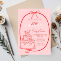 Whimsical Retro Border 21st Birthday Party