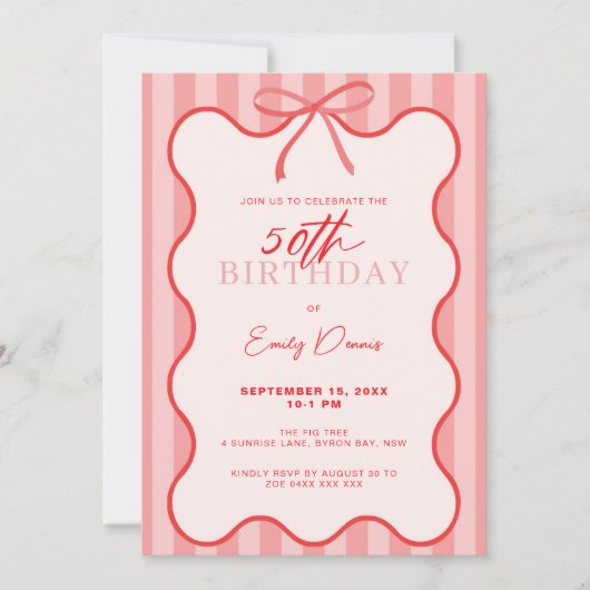 Whimsical Retro Border 50ste Verjaardagsfeest Kaart (Voorkant)