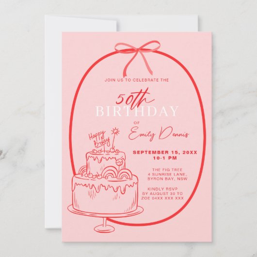 Whimsical Retro Border 50ste Verjaardagsfeest Kaart (Voorkant)