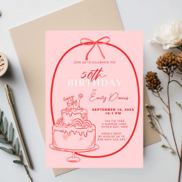 Whimsical Retro Border 50ste Verjaardagsfeest Kaart