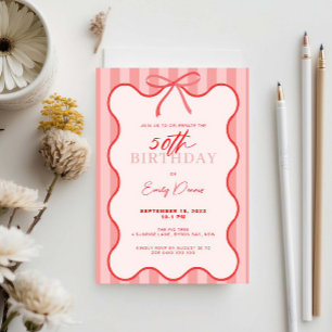 Whimsical Retro Border 50ste Verjaardagsfeest Kaart