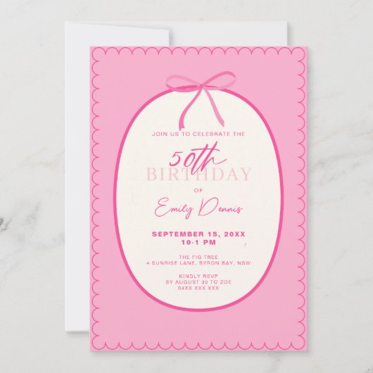 Whimsical Retro Border 50ste Verjaardagsfeest Kaart (Voorkant)