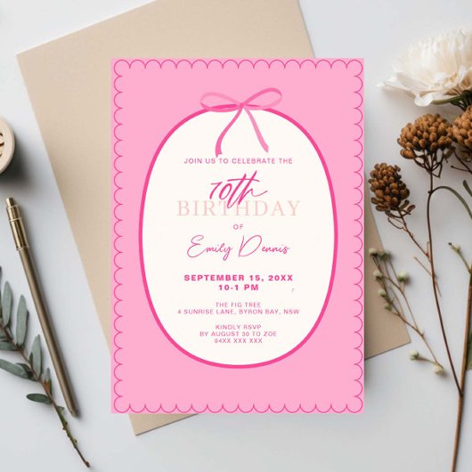 Whimsical Retro Border 70th Birthday Party Kaart