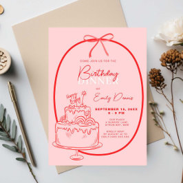 Whimsical Retro Border Birthday Dinner Kaart