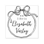 Whimsical Retro Bow Modern Script Ex Libris Book Zelfinktende Stempel (Design)