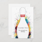 Whimsical Retro Bowling Verjaardag Bedankkaart (Voorkant / Achterkant)