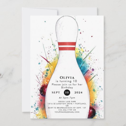 Whimsical Retro Bowling Verjaardag Kaart (Voorkant)