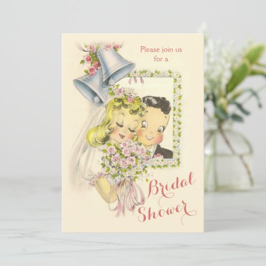 Whimsical Retro Bruid en Bruidegom Vrijgezellenfee Kaart (Staand voorkant)