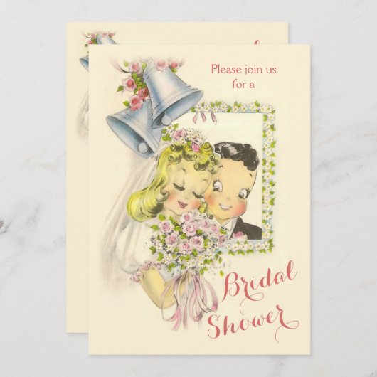 Whimsical Retro Bruid en Bruidegom Vrijgezellenfee Kaart (Voorkant / Achterkant)