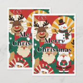 Whimsical Retro Christmas Cheer Card Bedankkaart (Voorkant / Achterkant)