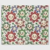 Whimsical Retro Christmas Snowflakes Cadeaupapier (Vlak)