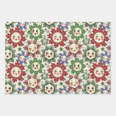 Whimsical Retro Christmas Snowflakes Inpakpapier Vel (Voorkant 3)