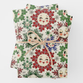 Whimsical Retro Christmas Snowflakes Inpakpapier Vel (In situ)