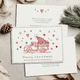 Whimsical Retro Christmas Truck Small Business Feestdagenkaart