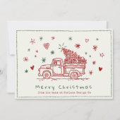 Whimsical Retro Christmas Truck Small Business Feestdagenkaart (Voorkant)
