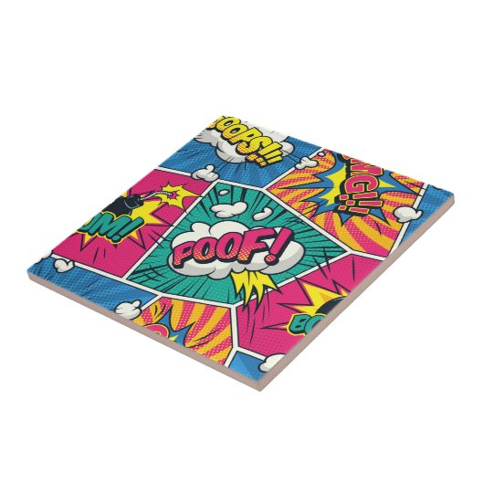 Whimsical Retro Comic Blast - Pop Art Tegeltje (Zijkant)