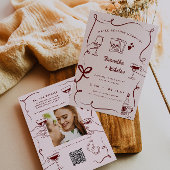 Whimsical Retro Doodle Art | Bruiloft Kaart