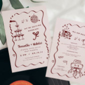 Whimsical Retro Doodle Art | Bruiloft Kaart