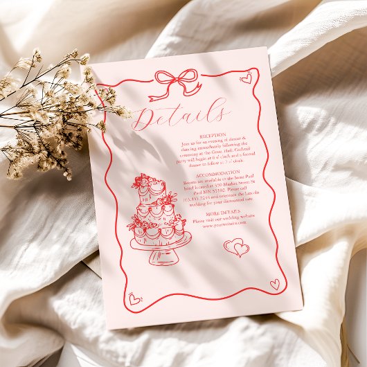 Whimsical Retro Doodle Art Trouwdag Informatiekaartje