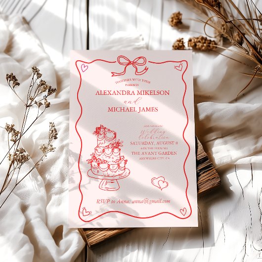Whimsical Retro Doodle Art Trouwdag Kaart