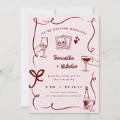 Whimsical Retro Doodle Art | Trouwen Kaart (Voorkant)