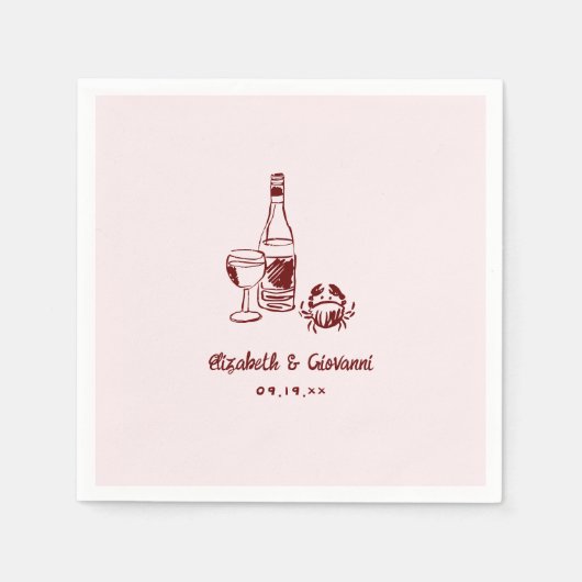 Whimsical Retro Doodle Art | Trouwservetten Servet (Voorkant)