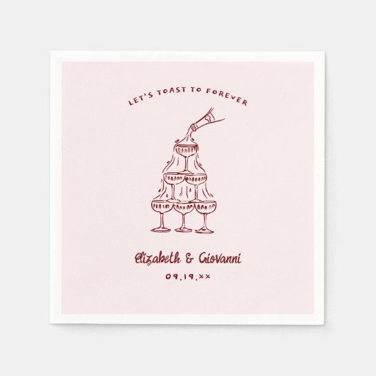 Whimsical Retro Doodle Art | Trouwservetten Servet (Voorkant)