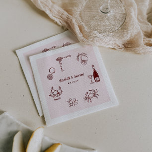 Whimsical Retro Doodle Art   Trouwservetten Servet