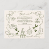 Whimsical Retro Doodle Art Wedding Informatiekaartje (Voorkant)