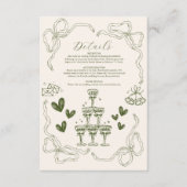 Whimsical Retro Doodle Art Wedding Informatiekaartje (Voorkant)
