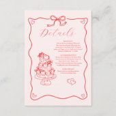 Whimsical Retro Doodle Art Wedding Informatiekaartje (Voorkant)