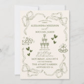 Whimsical Retro Doodle Art Wedding Kaart (Voorkant)