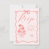 Whimsical Retro Doodle Art Wedding RSVP Kaartje (Voorkant)