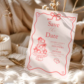 Whimsical Retro Doodle Art Wedding Save The Date